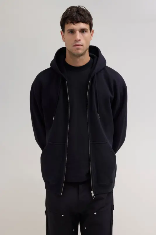 90s Hooded Zip Sweatshirt – Black online
