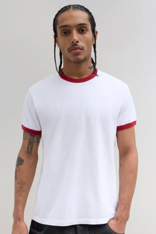 70s Ringer T-Shirt – White/Red online