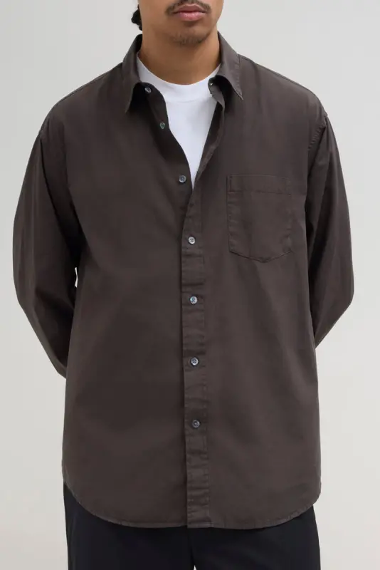 Poplin Big Shirt – Brown online