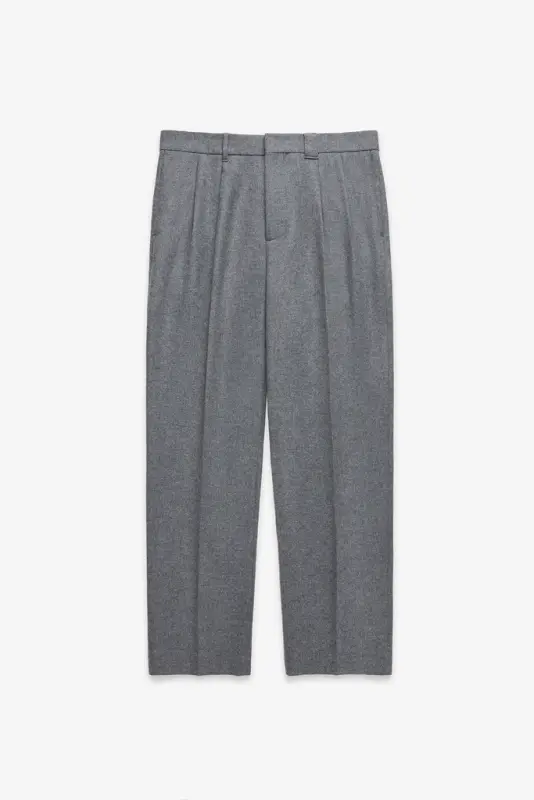 Relaxed Pleated Wool Trousers – Grey Mix online