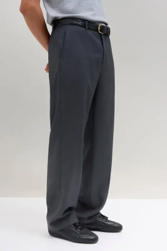 Wool Trousers – Charcoal Stripes online